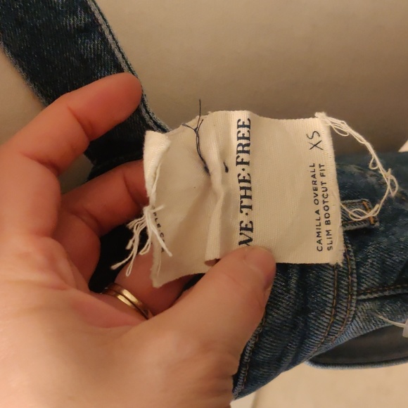 We The Free Camilla Overalls Boot Cut Slim Fit Denim in Rolling River Size XS - Picture 8 of 8